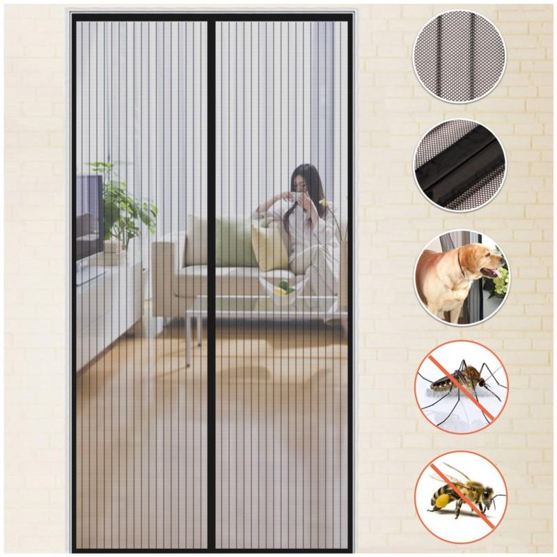 1-piece Door Curtain Multiple Sizes Mosquito Resistant Magnetic Soft Yarn Door Curtain Magnetic Door Curtain Net Door A For Home
