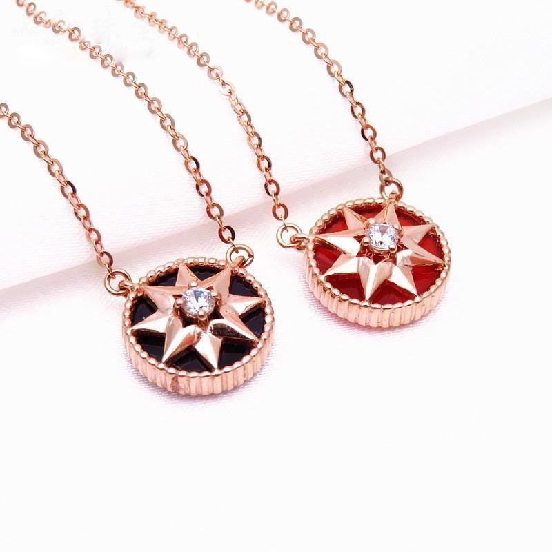 Purple Gold Sun Blackstone Redstone Necklace Fashion Rose Gold Plated Trend Color Gold Set Chain