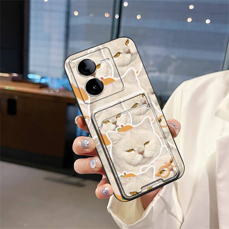Shockproof Protective Phone Case For VIVO IQOO Z8 Anti-knock Full Wrap Cute Cartoon Card Bag Dirt-resistant Card Slot