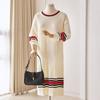 Customable Line Color Block Knit Long Dress T2512op626d