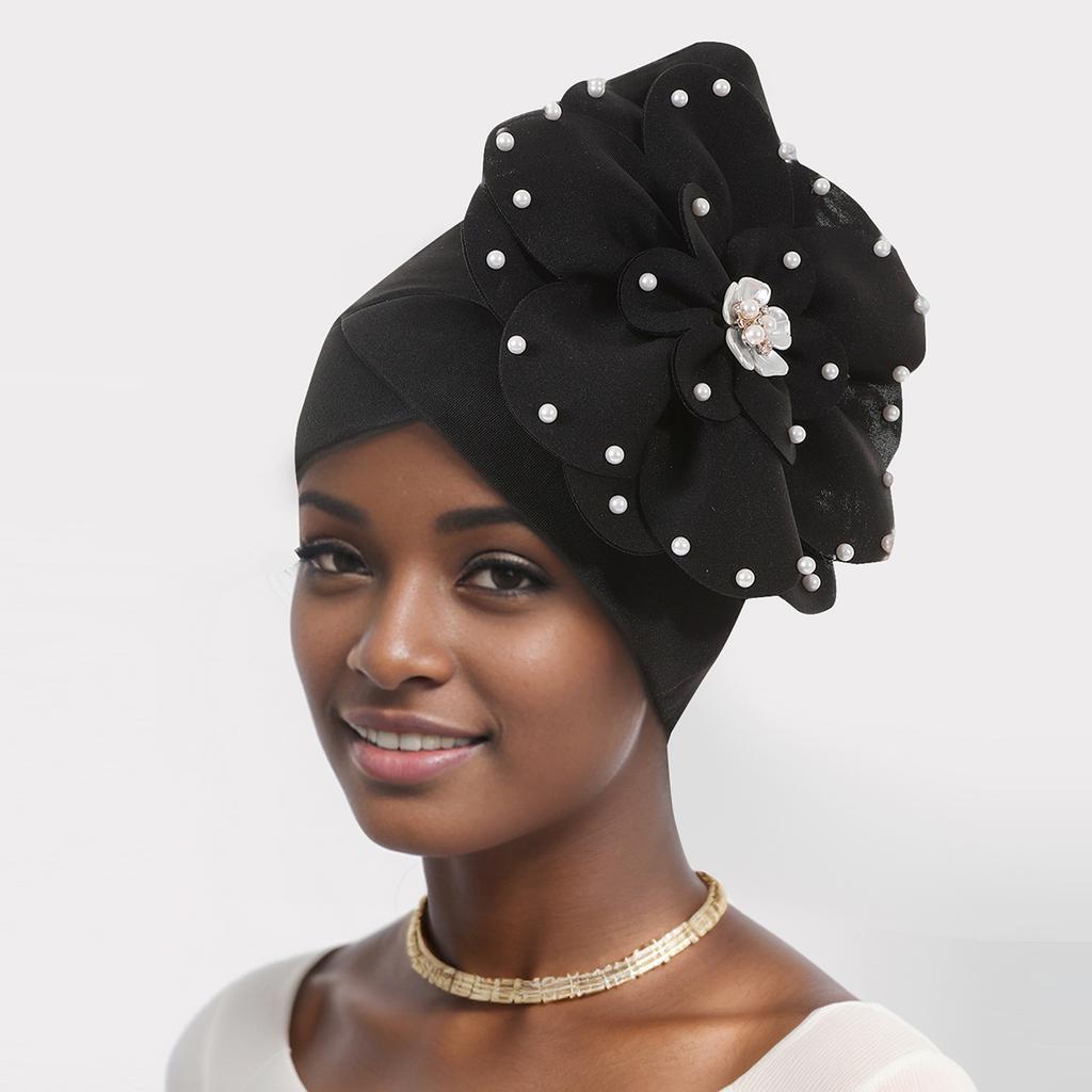 Elegant African Lady Head Wraps Nigeria Party Headwear Wedding Headtie Big Flower Turban Cap for Women 2026 New Gift