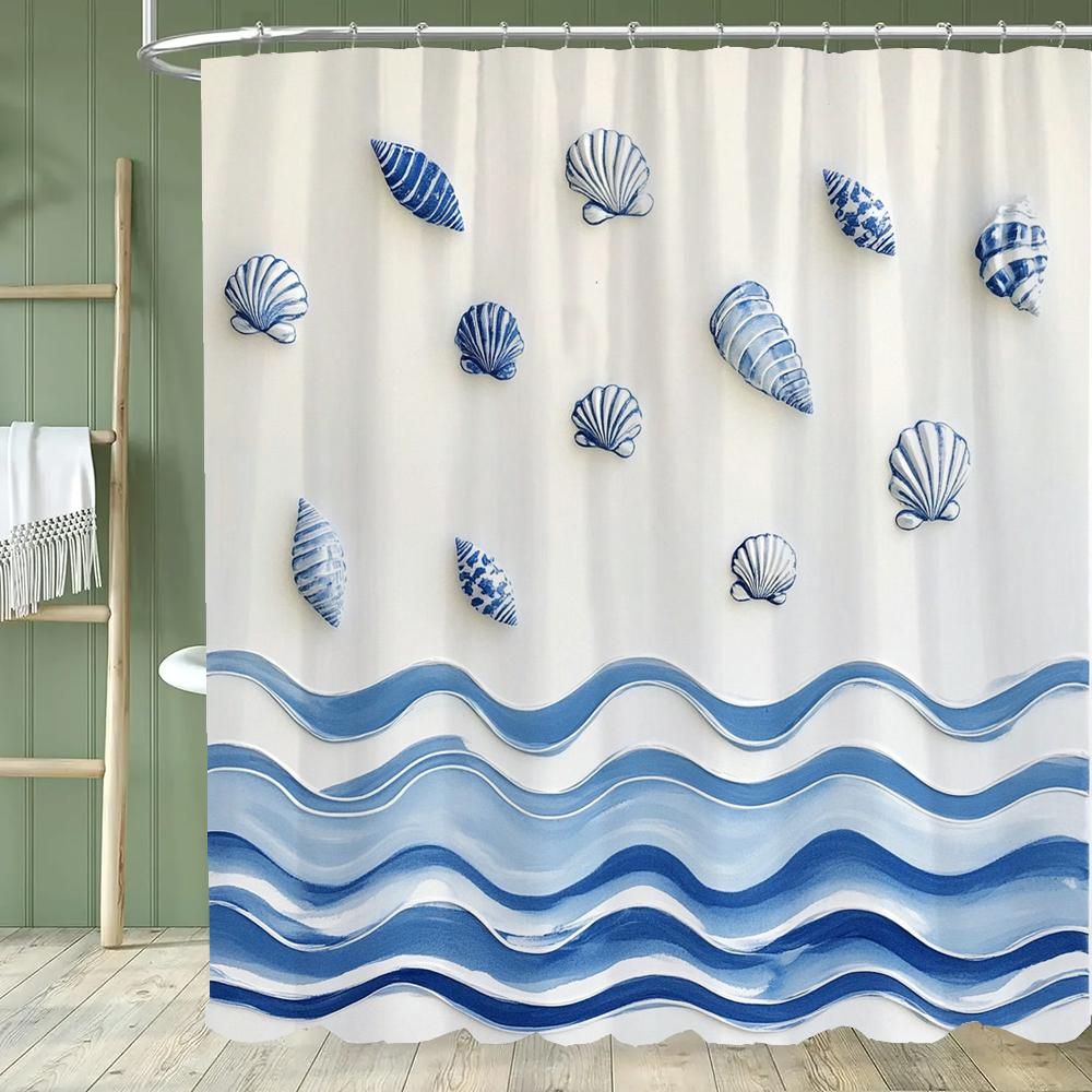 Sea Shell Starfish Style Shower Curtain 3D Printing Fabric Ocean Turtle Bathroom Curtains For Home Decoration Curtain With Hooks