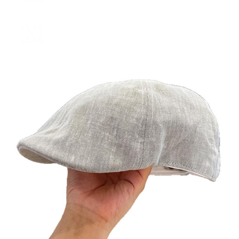 Cotton and linen forward hat women's big head circumference wide brim showing face small newsboy hat retro literary mixed color beret hat