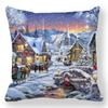 Šťastný Nový Rok 2023 Vánoční ozdoba Santa Elk Sofa Dekorativní povlak na polštář 45x45cm