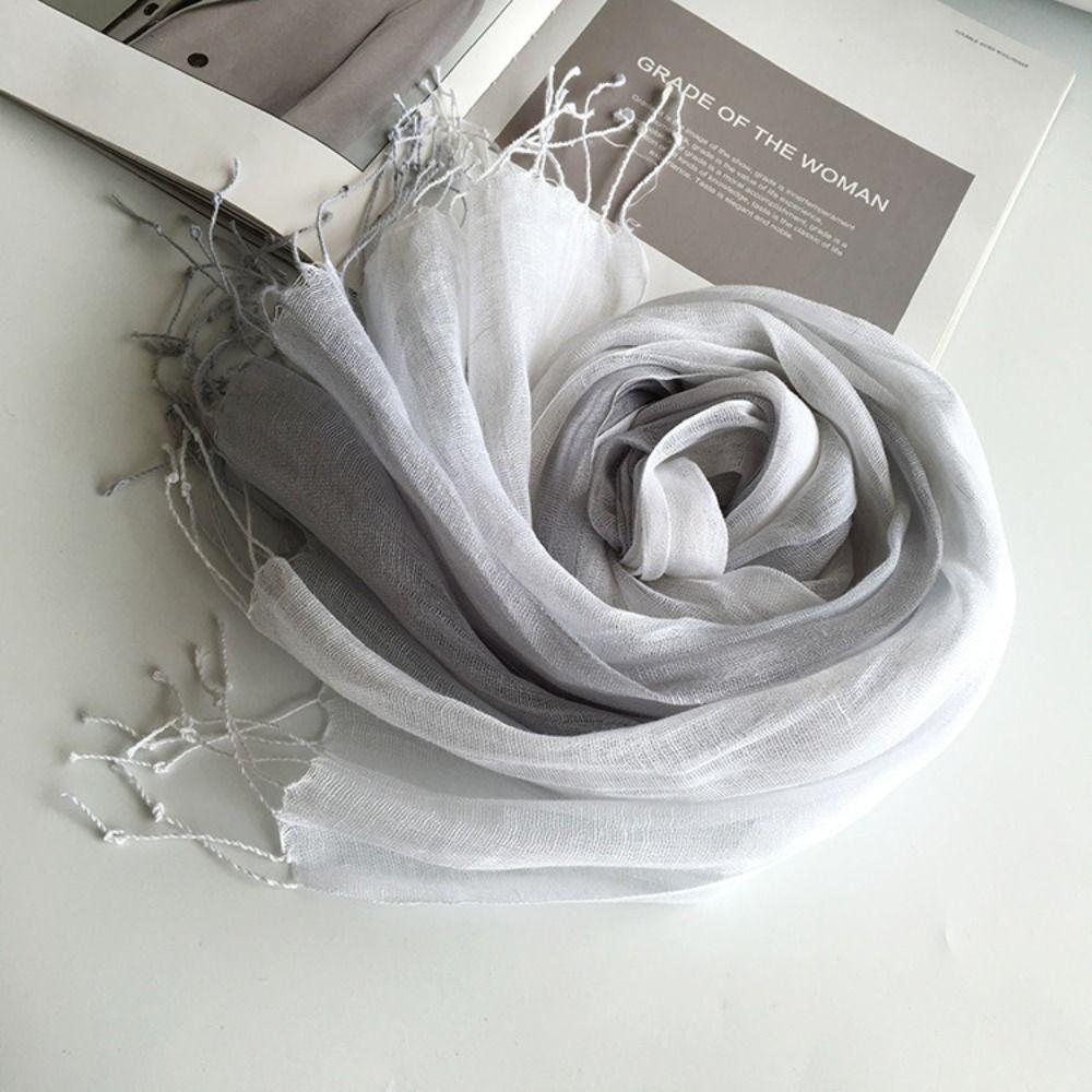 Lightweight Pure Linen Scarf Sun Protection Shawl Wrap Pure Neck Scarf  Daily Wear