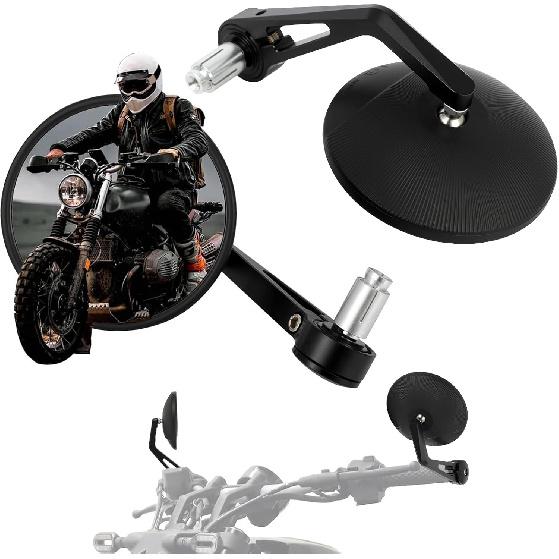 

Motorcycle Bar End Side Mirrors CNC Adjustable Round Rear View 22MM 7/8 Handle Bar Mirror Universal for Most Adventure Street Bike Sports Cruiser