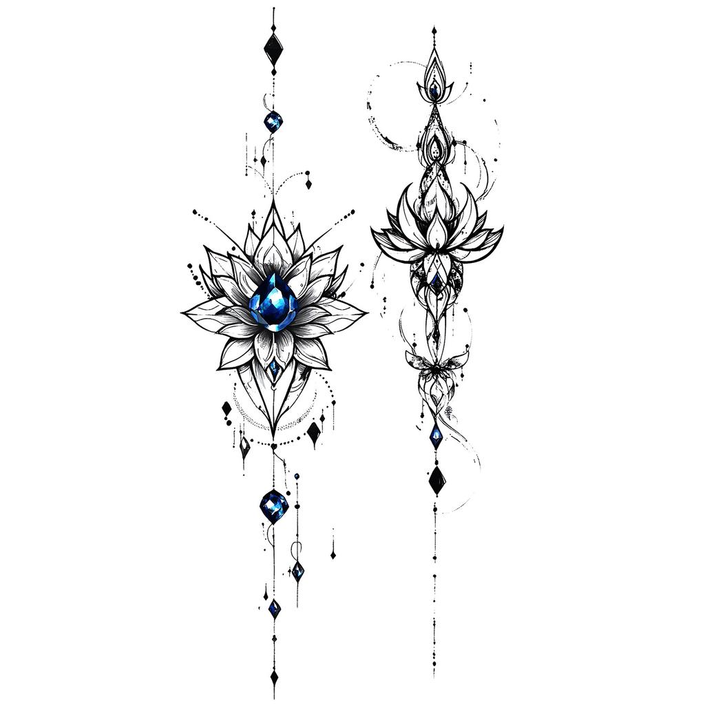 Advanced Sense Domineering Personality Thorn Totem Ribbon Sun Moon Stars Flower Lines Tattoo Sticker