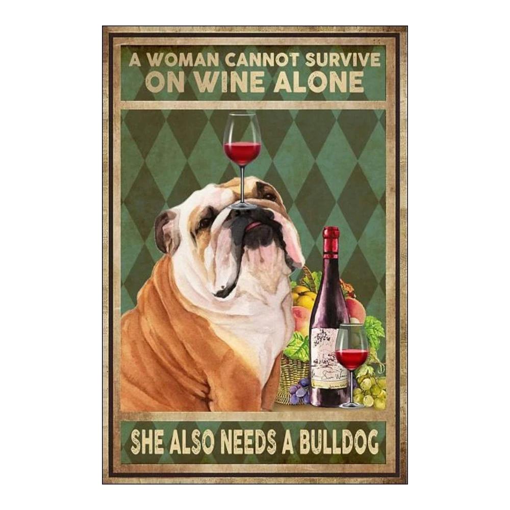Funny Dogs Tin Signs Bulldog Husky Chihuahua Dachshund Retro Metal Posters Wall Decor Puppy Bath Time Vintage Iron Paintings