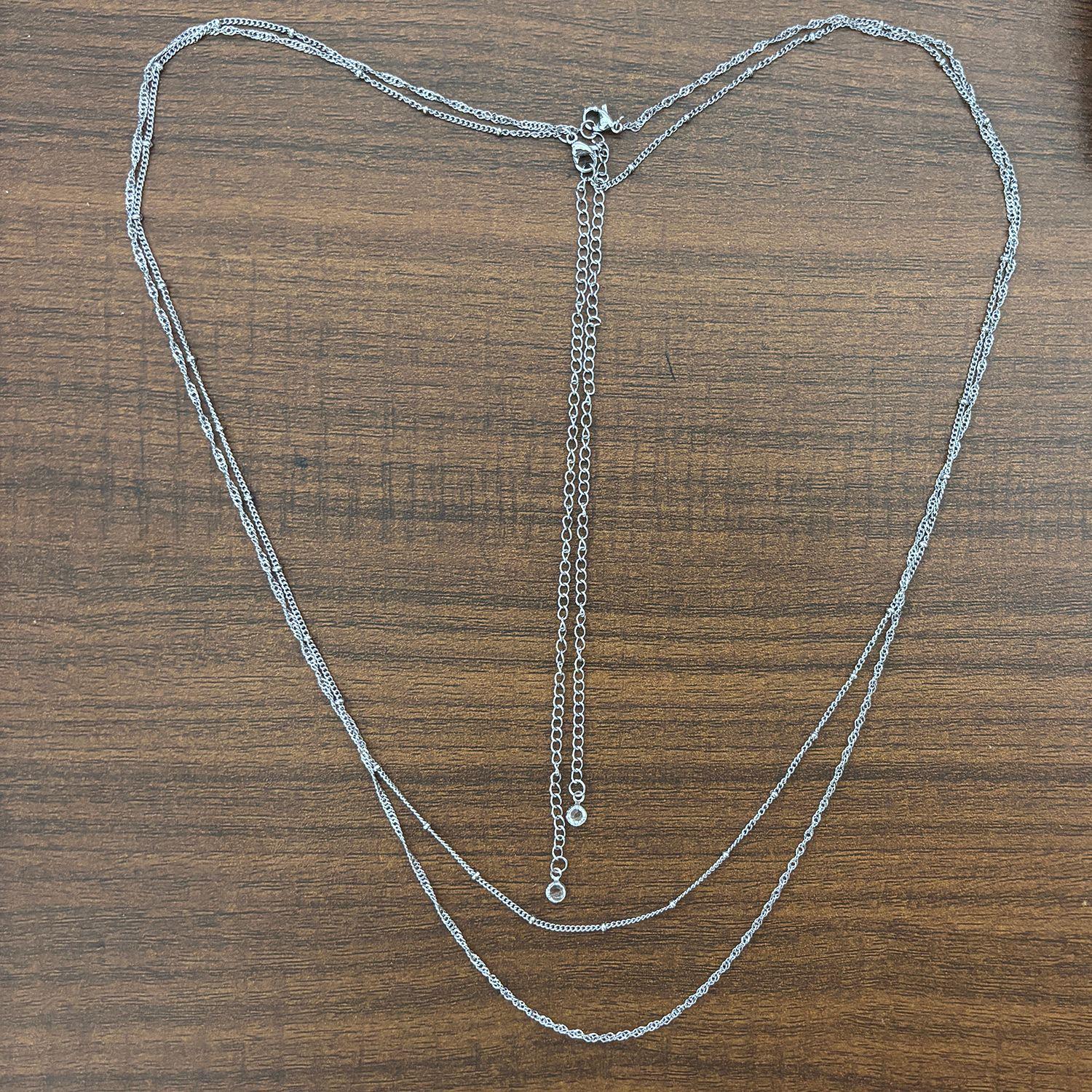 18K Gold Plated Stainless Steel Double Layer Waist Chain with Bead, Wave, and Rope Details