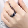 Fashion Couple Rings Romantic Blue Rhinestones CZ Women Rings Set Trendy Men Stainless Steel Zirconia Ring Wedding Band Jewelry