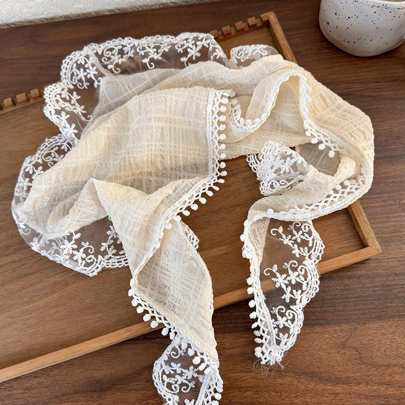 

Корейский летний кружевной треугольный платок для женщин, милая повязка на голову, аксессуары, ювелирные изделия yellow