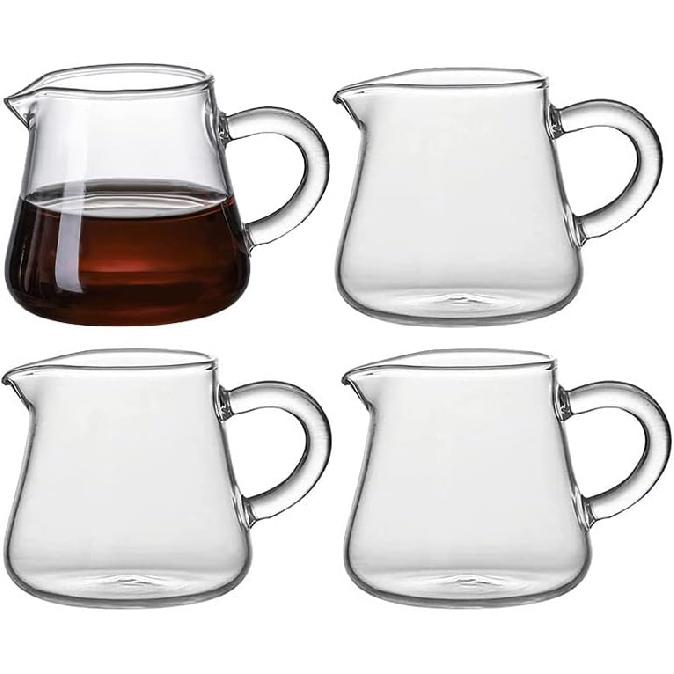 123Arts 4pcs Mini Glass Pitchers, 2oz Creamer and Milk Jugs, Sauce Serving Containers