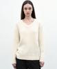 Nigaennikol [Essential] Classical Soft V Sweater_Cream