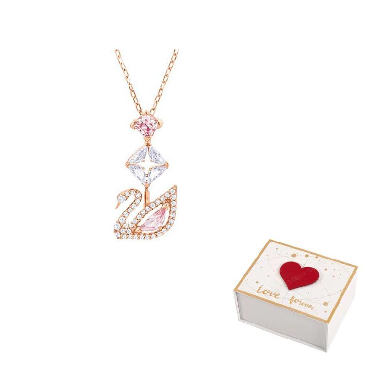 Swarovski Necklaces Womens Pink F-white gift box