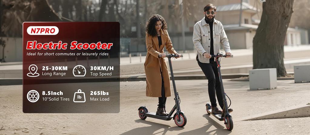 N7PRO 350W Elektroroller für Erwachsene 36V 10.4Ah Escooter Tretroller Unterstützt APP Leichtgewicht Langstrecke 30km Roller tägliches Pendeln EU-Lager