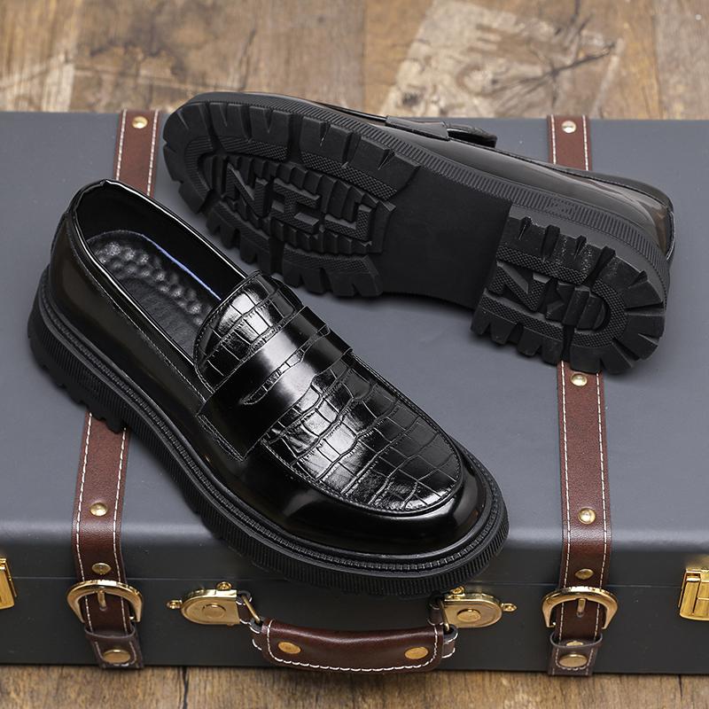 

Мужская деловая обувь Ле Фу Лаковая кожа Черный Коричневый Тисненая Обувь-один шаг Комплект Высокое качество Формальная обувь Размер 38-45 Мужская обувь 45 чёрный