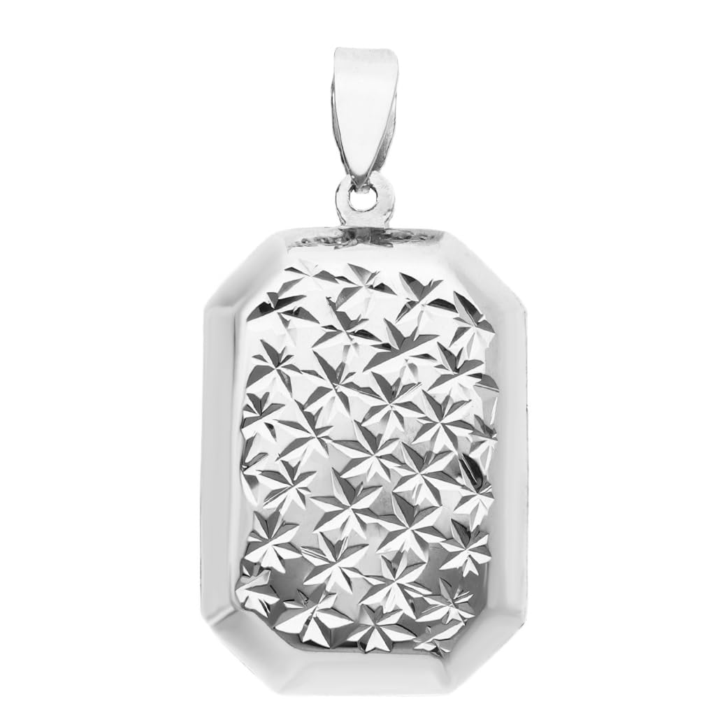 [Shinjuku Gin No Kura] Square Quilted Decorative All-Over Pattern Locket Pendant Top, Chainless, Charm, Silver 925, Engraving, Cutting, Photo Holder
