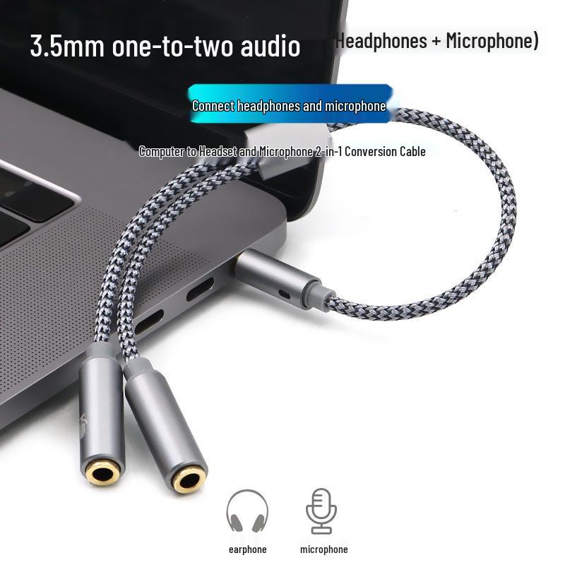 Gold-Plated 3.5mm Headphone & Microphone Splitter Cable for Mobile & PC