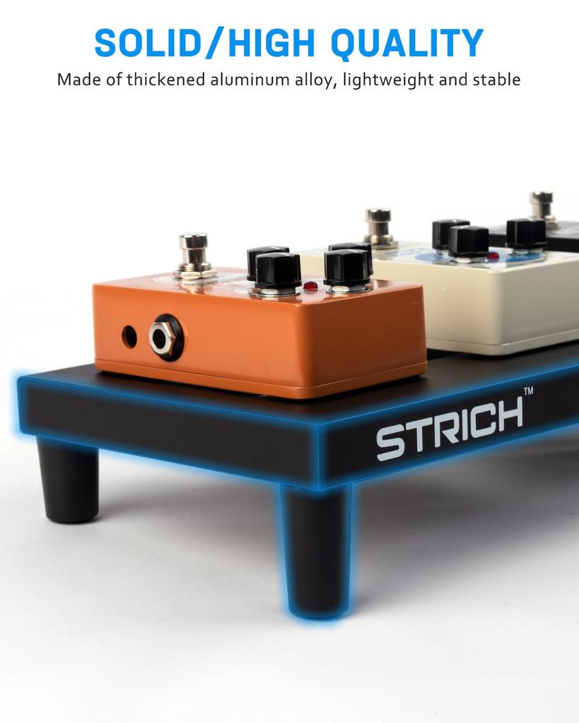 STRICH Mini 15 Effects Aluminum Guitar Pedal with Carry Bag Board, Alloy, 0.38kg, Ultra-Lightweight Board, 38x14.5cm,