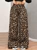 Pantaloni Casual Larghi Nazada Autunnali con Stampa Leopardo e Laccio