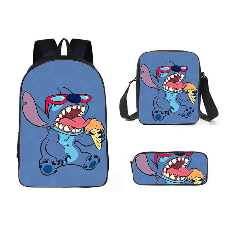 Stitch Cartoon Backpack For Kids Oxford Fabric Waterproof School Bag With Breathable Straps