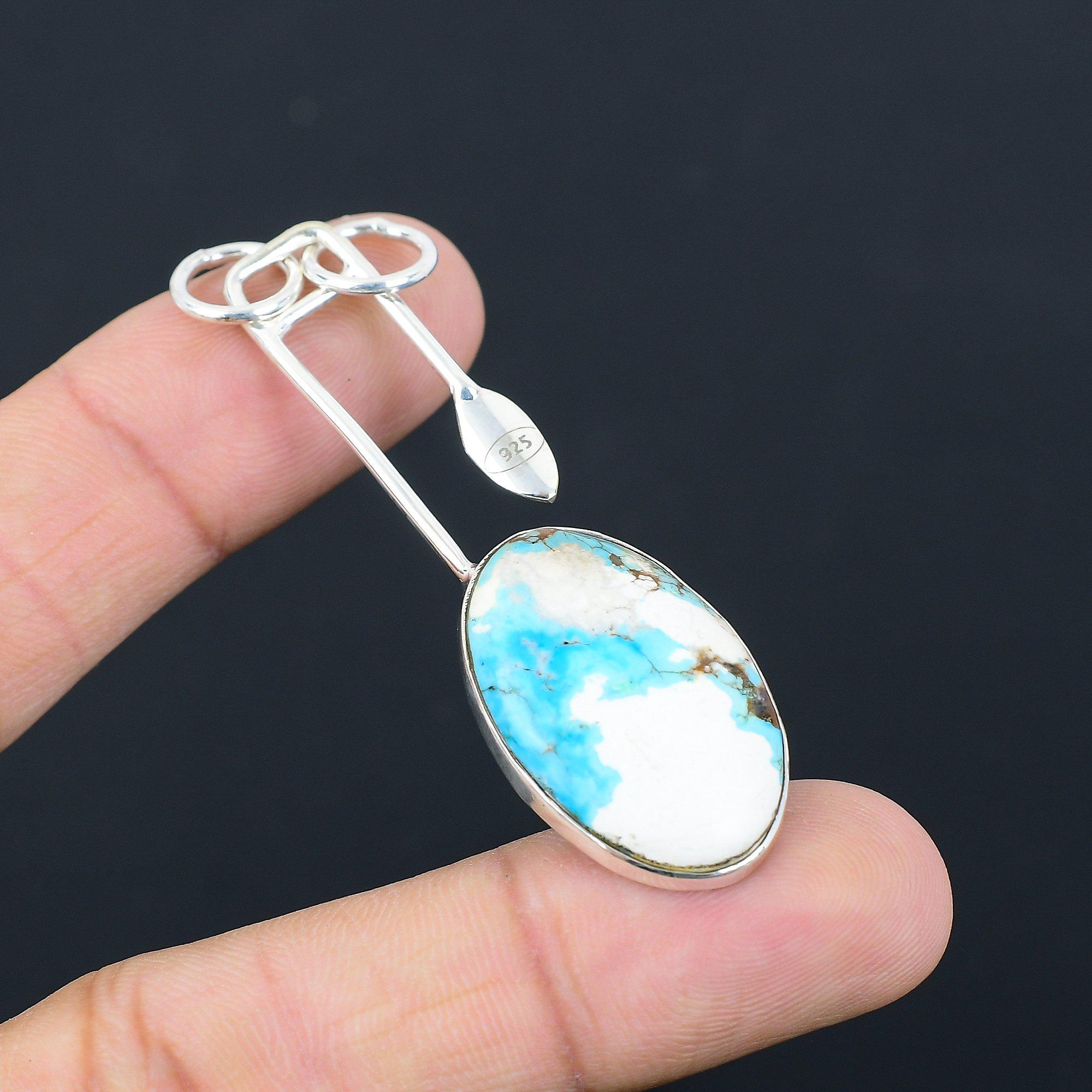 Natural Santa Rosa Turquoise Gemstone Pendant 925 Sterling Silver For Girls