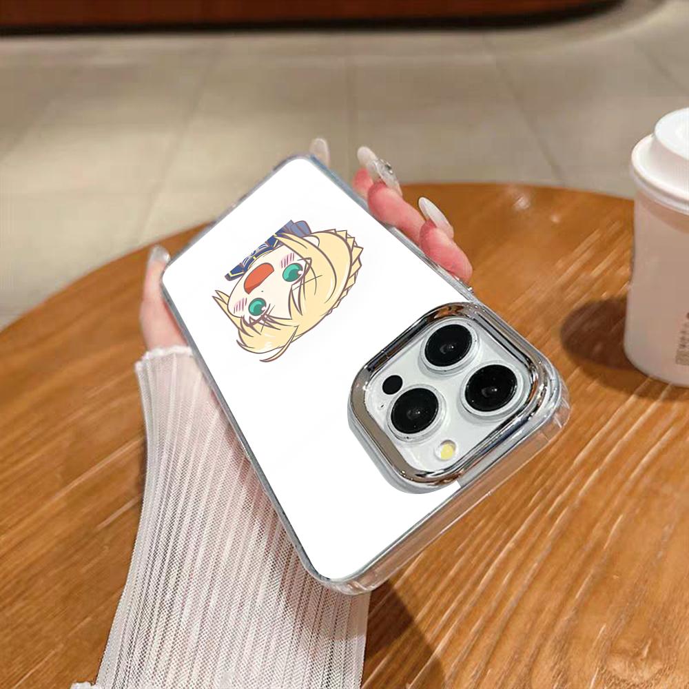 Anime Fate S-Sabe Phone Case For Iphone 17 16 15 14 13 12 11 Pro Max Xr Air Plus Silicone Cover Silver Hard Shell Cover