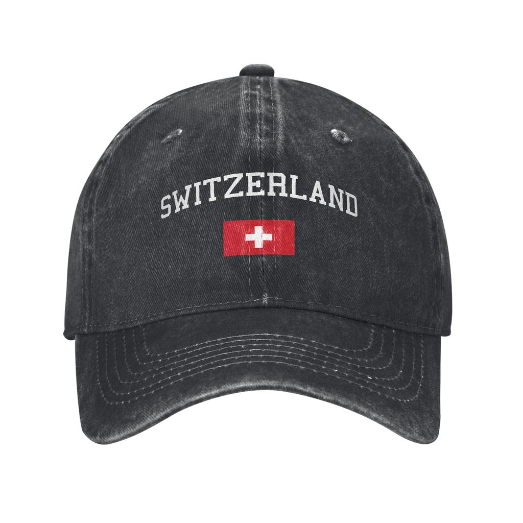 Swiss Switzerland Flag Trucker Hat Merch For Unisex Baseball Caps Retro Headwear Cap Adjustable