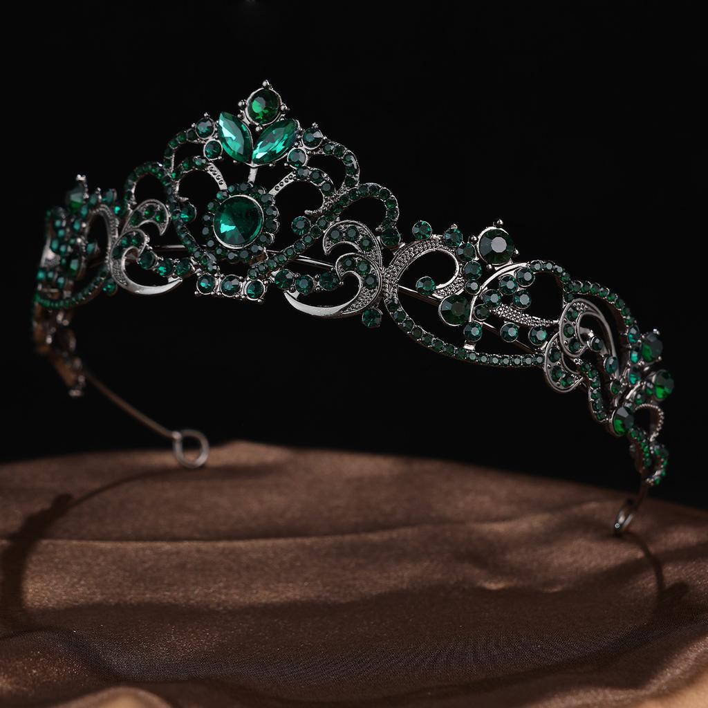 Retro and Fashionable Water Diamond Crown Headwear Halloween Black Crown Cosplay Costume Party and Ball Style Accessories