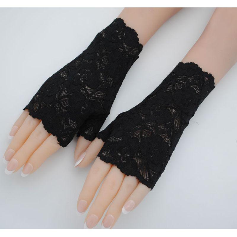 New Elastic Lace Half Finger Gloves Thin Short Finger Leakage Sun Protection Driving Non Slip UV Protection Scar Covering Tattoo