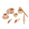 Holz-Teegeschirr Spielzeug Sensorik-Kasten Werkzeuge, Kinder Rollenspiel Küchenzubehör für Vorschulkinder Kleinkinder 11 Stück