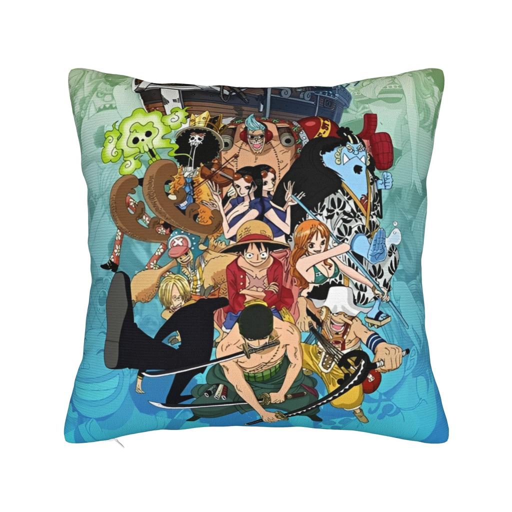 Luffy Anime Zoro Square Pillow Case Anime Cushion Covers Funny Polyester Decorative Throw Pillow Case Cover for Living Room
