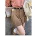 High-Waisted Khaki Corduroy A-Line Skorts for Women - 2026 Autumn/Winter Hip-Covering Pleated Wide-Leg Style.