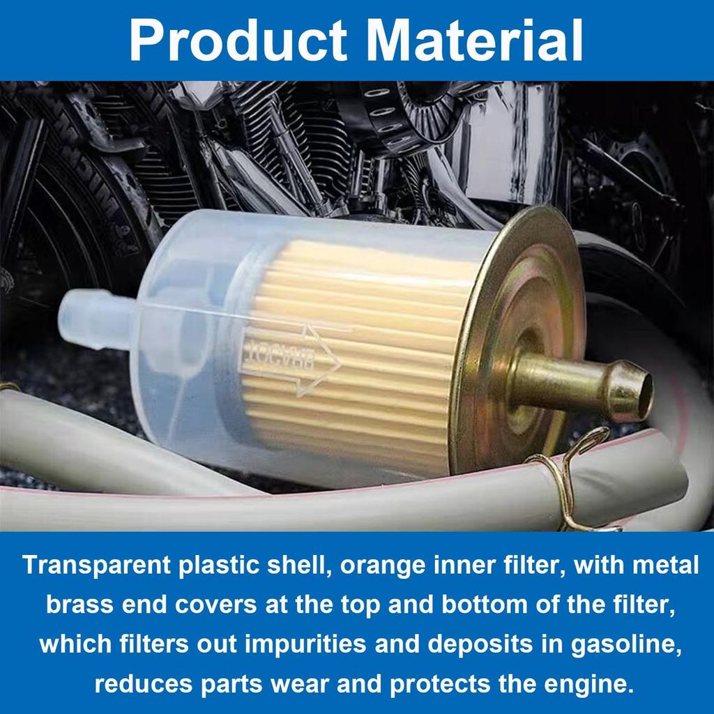 Smseace 4Pcs 5/16 Inch Fuel Filter Inline With 8Pcs Hose Clamps In Line Fuel Filter 5/16 Inch For Motorcycles, Car, Trucks 5/16 Inch Inline Fuel