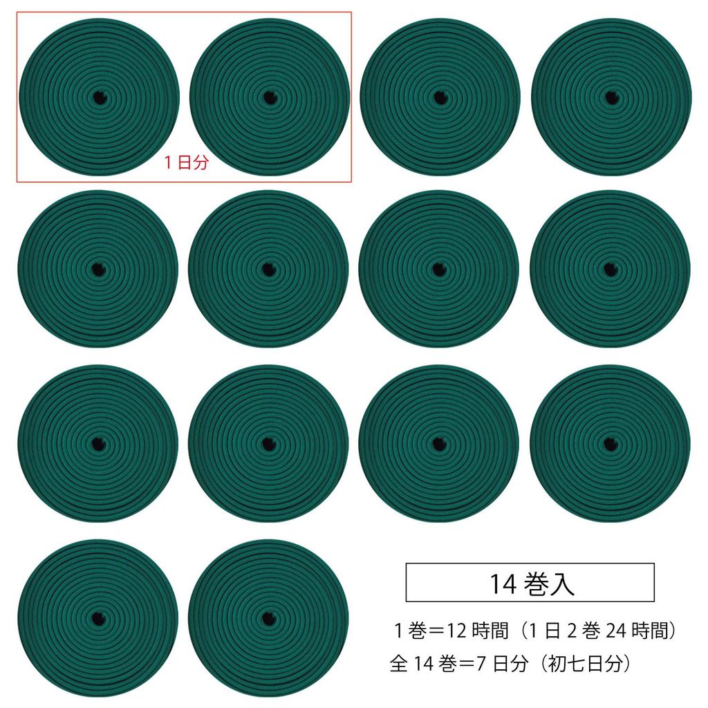 Kameyama Shichijoko No Fishing Line 14 Rolls Included 12 Hours Incense Sticks Spiral Approx.