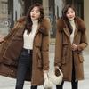 New down cotton-padded clothes women's medium and long loose cotton-padded clothes winter thickened warm pie to overcome coat tide