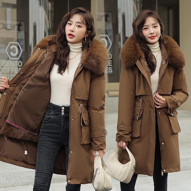 New down cotton-padded clothes women's medium and long loose cotton-padded clothes winter thickened warm pie to overcome coat tide
