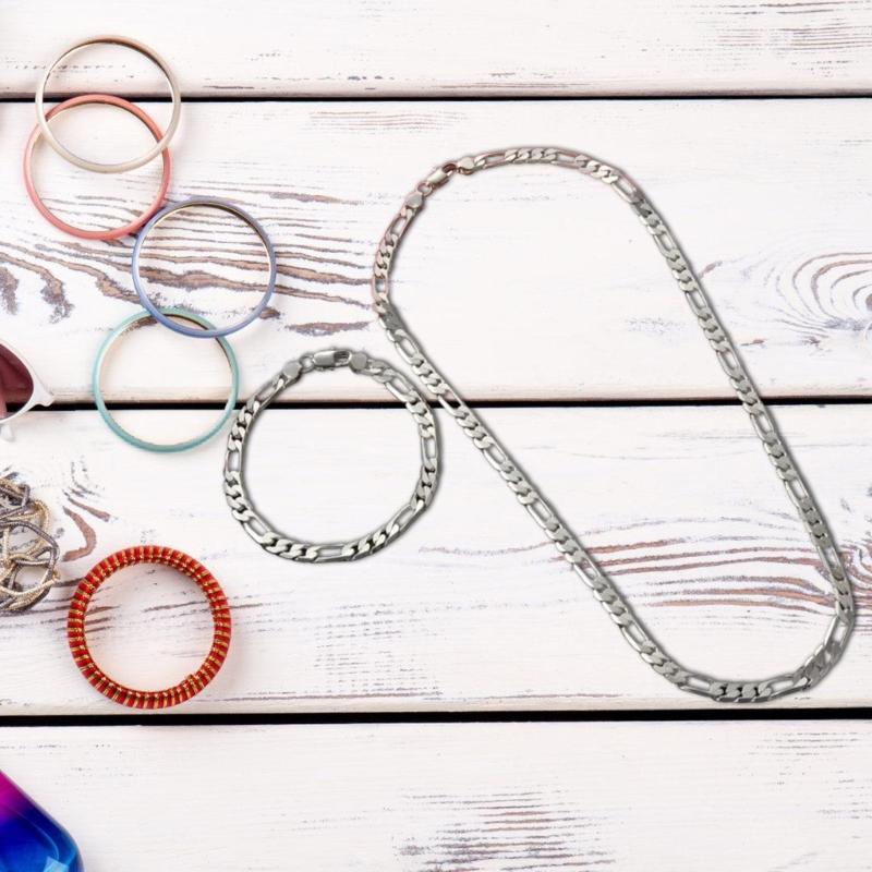 Fashionable Chain Necklace Metal Jewelry Set Metal Necklace Set Chain Link Party Accessories Chain Jewelry Metal Texture