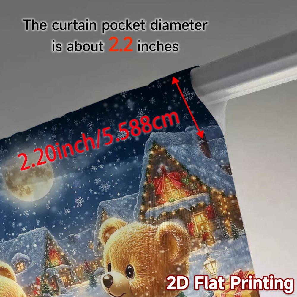 2pcs,Curtains Christmas Bear (3) Chic Curtains&Window Treatment Polyester Easy Install Curtains Versatile All Suitable for