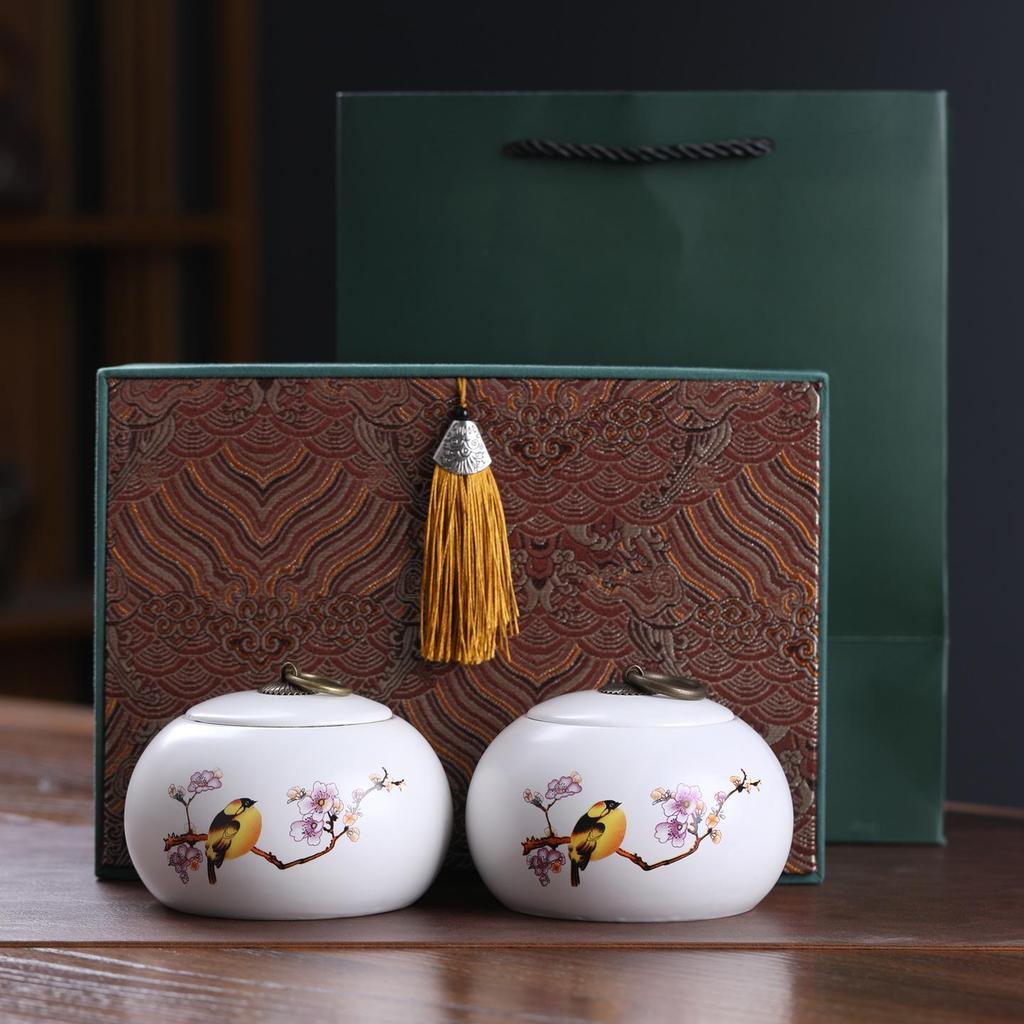 Ceramic Tea Caddy Souvenir: Small Moisture-Proof Jar for Pu-erh & White Tea, Ideal Gift with Logo