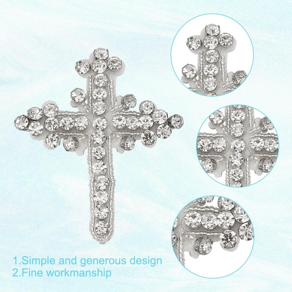 6 Stück Kristall Kreuz Aufnäher 80mm Strass Kreuz Aufnäher zum Aufnähen Kreuz Applikation Weißes Kreuz Kristall Aufnäher für Kleidung Taschen Hüte Schuhe Dekorationen