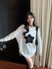 Women's Star Design Off-Shoulder Long-Sleeve T-Shirt - Spicy Girl Autumn Edition, Loose Fit with Drawstring Hem