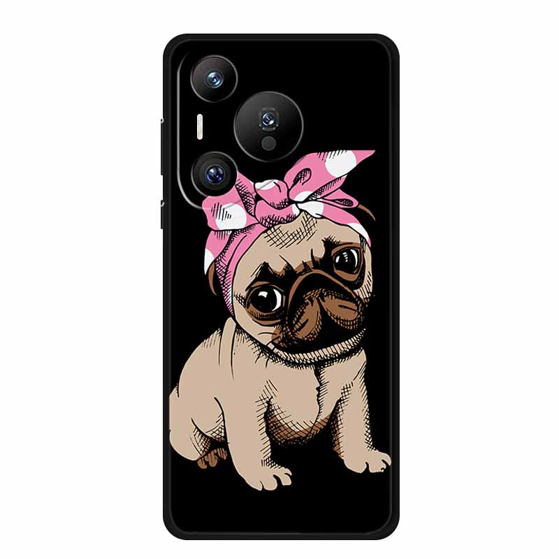 Black Silicone Case For Huawei Pura 70 Pro Case Cartoon Cat Soft Back Cover For Honor 400 Pro 5G Phone Case 400Pro Coque Funda