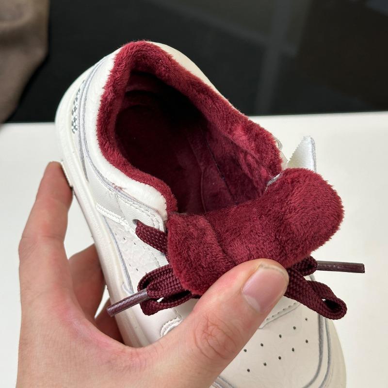 Children's two-cotton board shoes winter new classmates boys velvet white shoes fashion casual low-top two-cotton shoes
