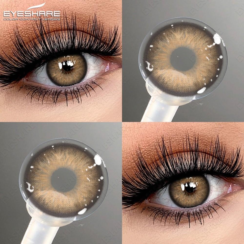 Eyeshare 2 Stück Graue Pupillen für Augen Natürliche Braune Augen Make-up Kontaktlinsen Jährliche Kosmetische Linse