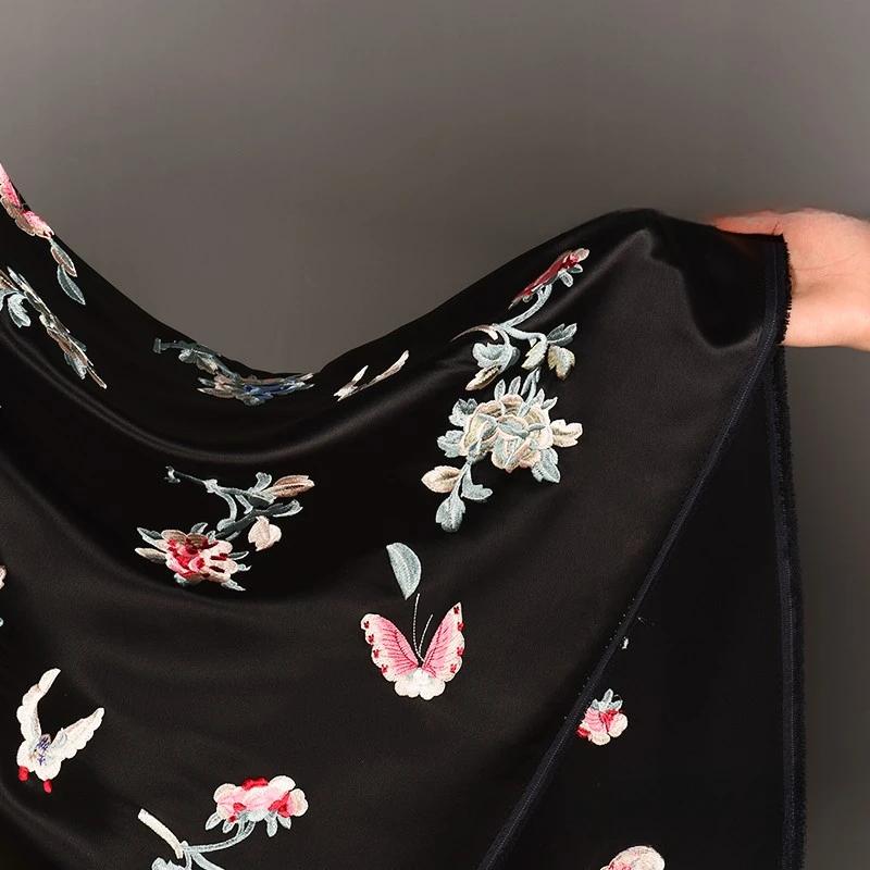Embroidery Acetic Acid Silk Fabric Jacquard Cheongsam Dress Clothing Designer Wholesale Cloth Diy Sewina By Half Meters Material