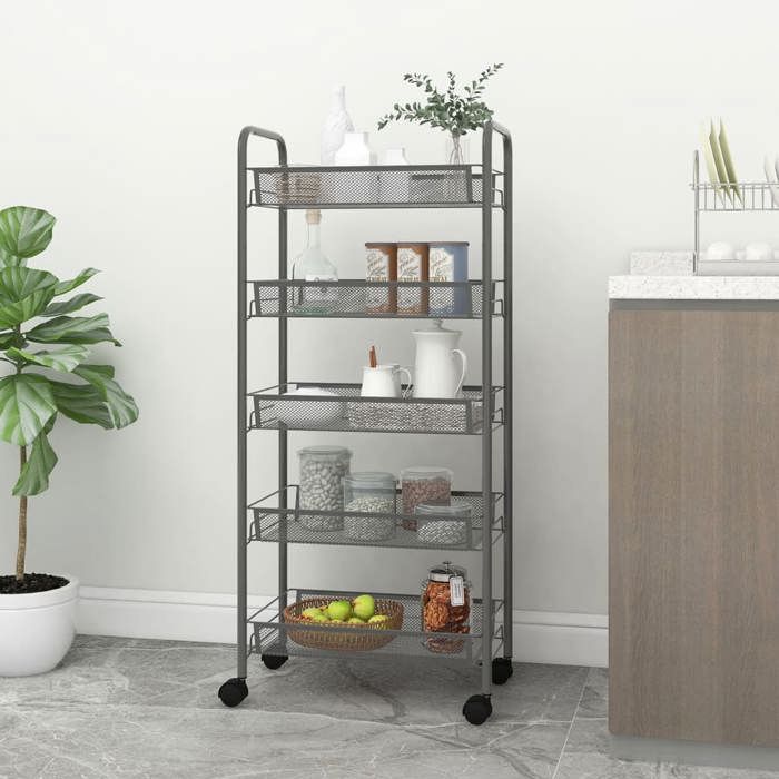 VidaXL Chariot de cuisine à 5 niveaux Gris 46x26x105 cm Fer 336330