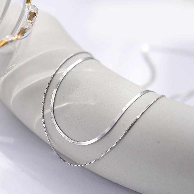 316l Stainless Steel Fashion Simple Snake Chain Collarbone Necklace Women's Retro Silver Colour Chain Short Necklace Fashion Jew