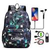 Anime Game Usb Charging Travel Backpack Students Large Capacity Bookbag for Boy Girl Printed Canvas Backpack School Bag Kids Gifts