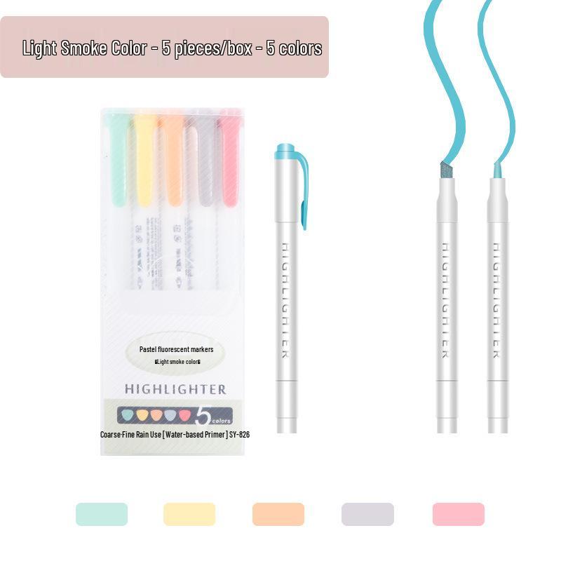 Retro Macaron Double-Ended Fluorescent Marker Pen for Notebooks - Light Colors for Students